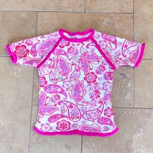 Seafolly girl rashguard. Pink, red, and white. Size 7.